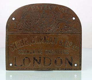 Siebe Gorman & Co Ltd Brass plaque NOS