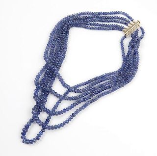 A tanzanite multi-strand beaded necklace