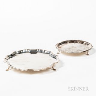 Two English Sterling Silver Salvers