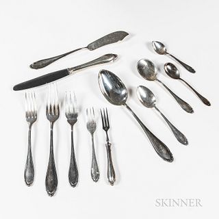 German .800 Silver Flatware Service with Serving Pieces