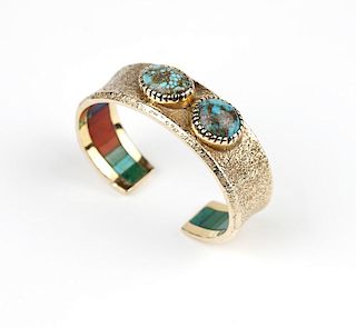A Hopi gold cuff bracelet, Charles Loloma