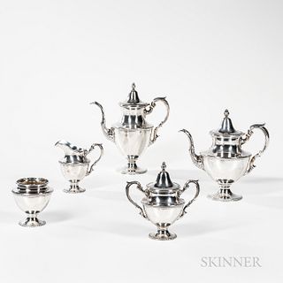 Five-piece Fisher Silversmiths Sterling Silver Tea and Coffee Service