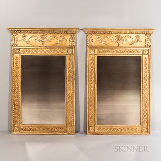 Pair of Directoire Carved Giltwood Mirrors