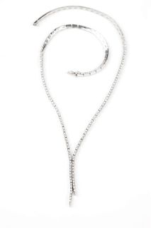 A diamond and white gold waterfall necklace