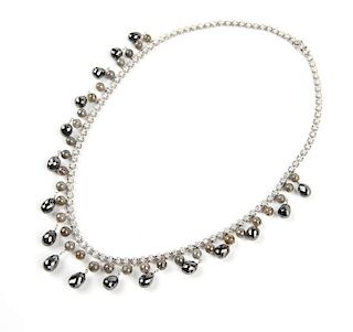 A mixed diamond and white gold necklace