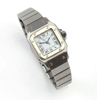 A Cartier Santos stainless and gold wristwatch
