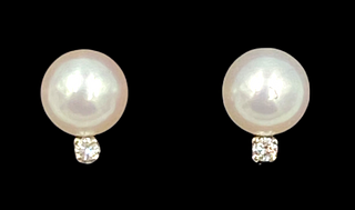 Pearl and Diamond Ear Studs