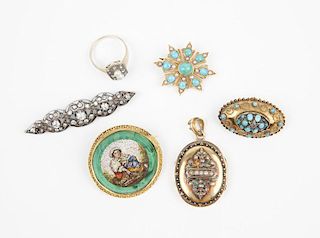 A group of gem and gold antique jewelry