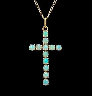 Robert Fisher Opal Cross Pendant on Chain