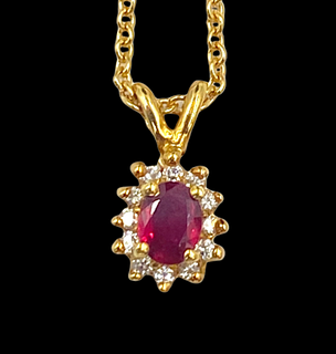 Suna Brothers Ruby and Diamond Pendant on Chain
