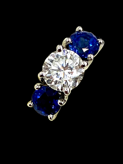 Round Diamond and Sapphire ring