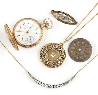 A group of five antique jewelry items