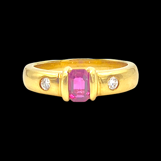 Pico Emerald Cut Ruby and Diamond Ring