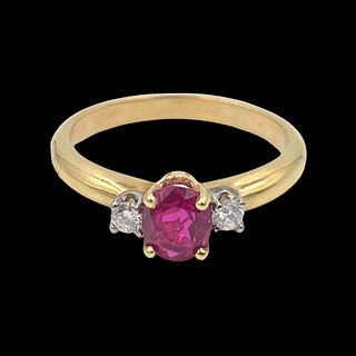 Oval Burmese Ruby and Diamond Ring