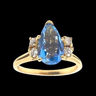 Louis Franklin Blue Topaz and Diamond Ring
