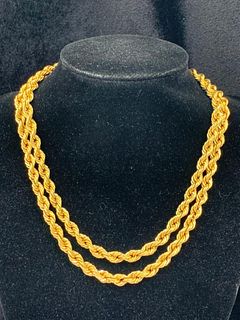 Estate Rope Twist 14K Gold Necklace