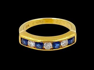 Channel Set Round Sapphire and Diamond Band