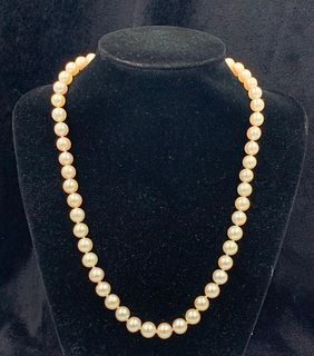 8mm Pearl Necklace with Vermeil Clasp
