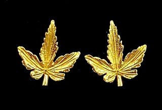 14K Gold Maple Leaf Studs