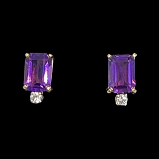 Charles Herdemian Amethyst and Diamond Studs