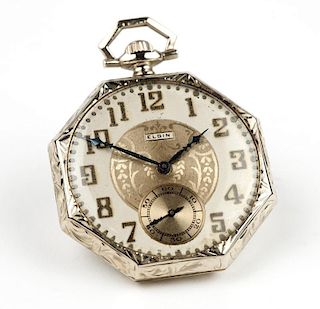 A Gents Elgin white gold pocket watch