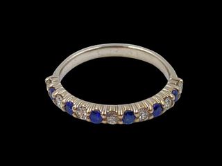 Delicate Gem Diamond and Sapphire Band