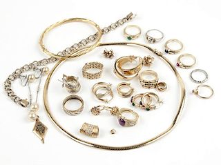 A collection of diamond, gem and gold jewelry