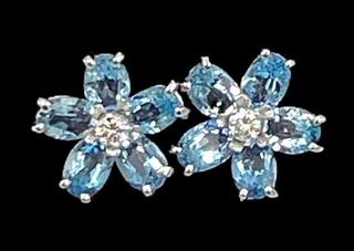 Peter Danford Aquamarine Flower Earrings