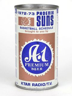1972 A-1 Premium Beer 1972 Phoenix Suns Schedule 12oz  T35-16 Bank Top Phoenix, Arizona