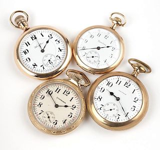A group of four American pocket watches