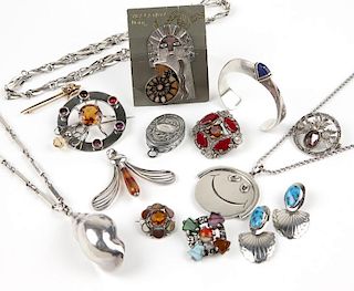 A large collection of sterling silver jewelry