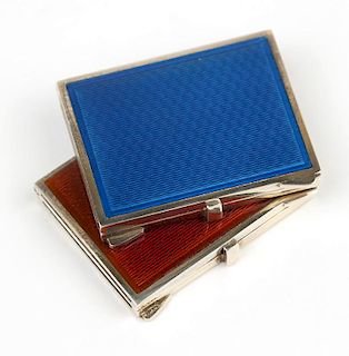 Two small enamel & silver picture frames, Cartier