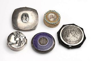 A collection of ladies compacts