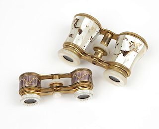 A group of mother-of-pearl & enamel opera glasses