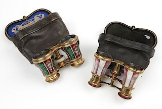 A group mother-of-pearl opera glasses,
