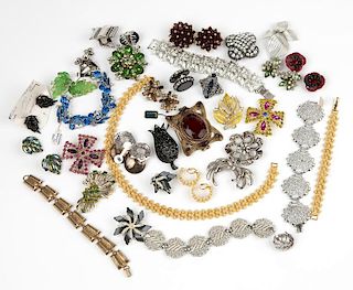 A large collection of vintage costume jewelry