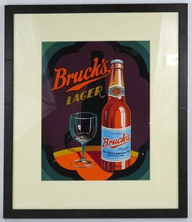 1920s Bruck's Lager (brew) Original Artwork - Cincinnati, Ohio