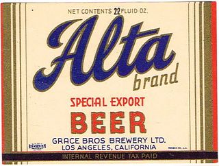 1942 Alta Special Export Beer 22oz  WS11-20 Los Angeles, California