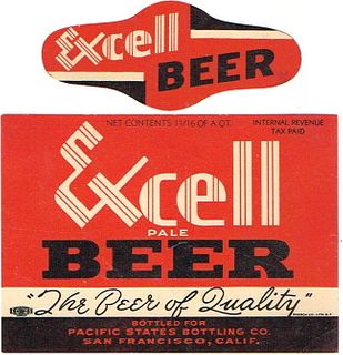 1936 Excell Pale Beer 11oz  WS12-13V Los Angeles, California