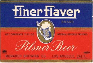 1937 Finer Flaver Pilsner Beer 11oz  WS19-11 Los Angeles, California