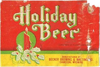 1941 Holiday Beer 12oz  WS129-01 Evanston, Wyoming