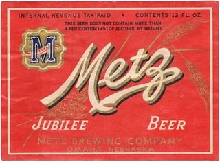 1942 Metz Jubilee Beer 12oz  WS87-06 Omaha, Nebraska