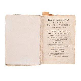 Palomares, Xavier de Santiago. El Maestro de leer. Conversaciones Ortológicas, y Nuevas Cartillas para la Verdadera... Madrid,  1786.
