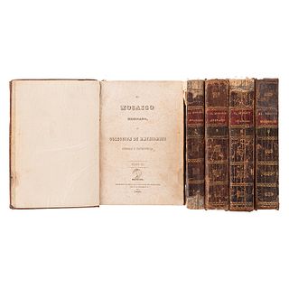 El Mosaico Mexicano. Colección de Amenidades Curiosas e Instructivas. México, 1837 -1842. Tomos: 2,3,5,6,7. Pzs: 5.