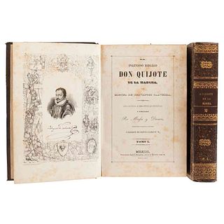Cervantes Saavedra, Miguel de.El Ingenioso Hidalgo Don Quijote de la Mancha. México,1842. 125 láms. Pzs.2 1er. ed. Mexicana