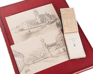 Tour du Pin, Henri de la. "Armée Française au Mexique. 1862", Diario Manuscrito / Vistas de México. 35 dibujos en carpeta. Piezas: 2.