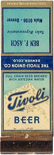 1936 Tivoli Beer 111mm CO-TIV-3 - Ben F. Asch; Sales Representative Denver Colorado