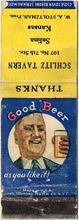 1940 Schlitz Beer 113mm WI-aSCHLITZ-C - Schlitz Tavern 107 N 7th Street Salina Kansas -W. A. Stoltzman