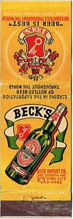 1946 Beck's Beer - Compliments of the Beer Import Co. 245 Seventh Ave. New York NY.