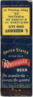 1934 Rheingold Beer 116mm IL-US-2 - E. Meierhoff Restaurant Milwaukee Avenue & Dundee Road Wheeling Illinois